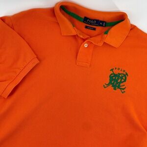 Polo Ralph Lauren Custom Fit Orange‎ Green Logo Mens XL Polo Shirt